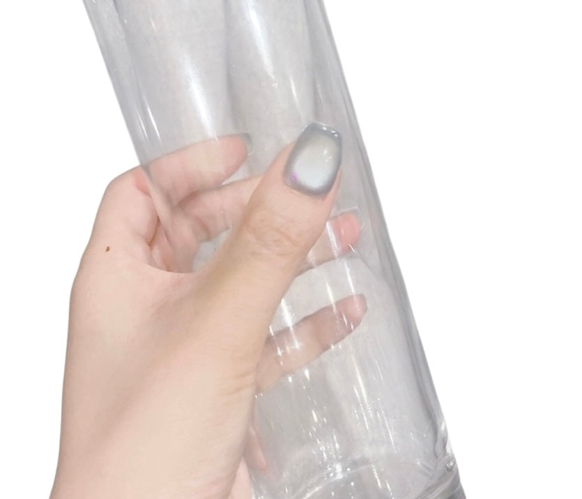 Gray Blue Cat Eye Short Square Press-On Nails with Glitter & Rhinestones | Tipora 067