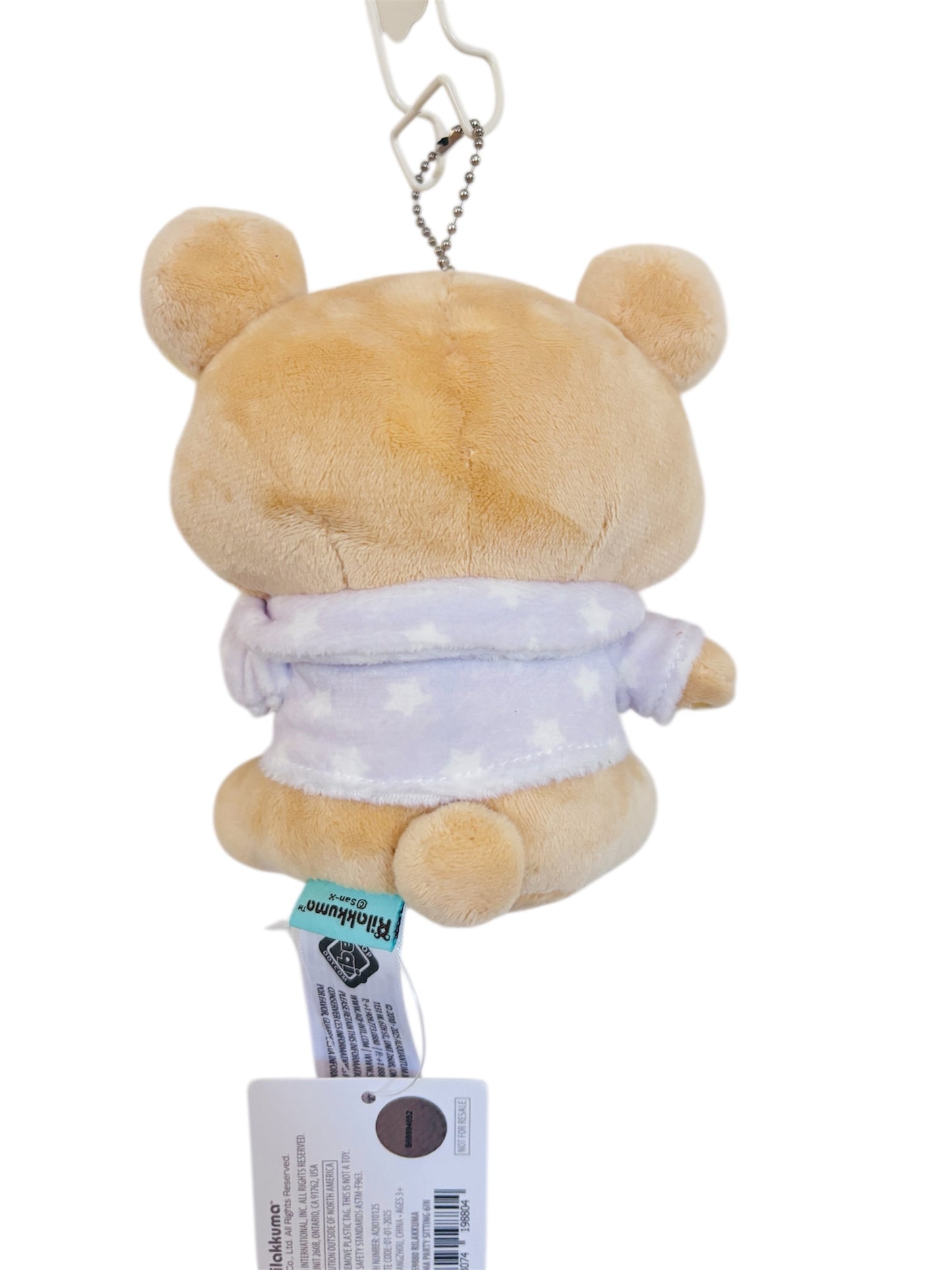 Rilakkuma Pajama Plush Keychain 5”– Cute Bear in Purple Sleepwear