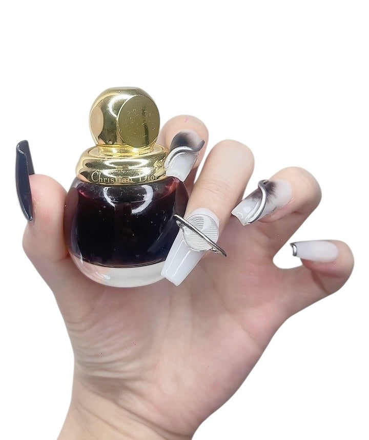 Black & White Long Coffin Press-On Nails with Galaxy Design | Limited Edition – Tipora 040