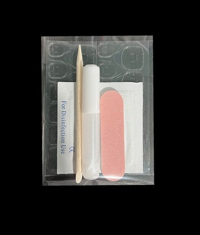 Short Square Press on Nails Green Color with Cat-Eye Design 122