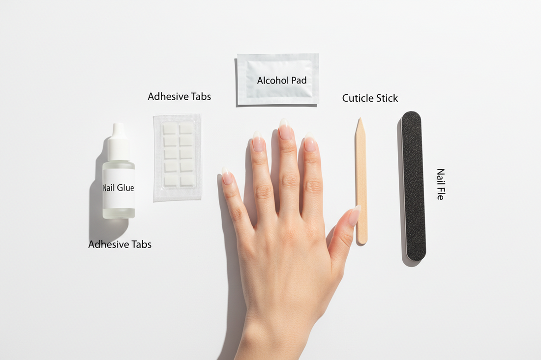 Applying handmade press-on nails step by step for a salon-quality manicure