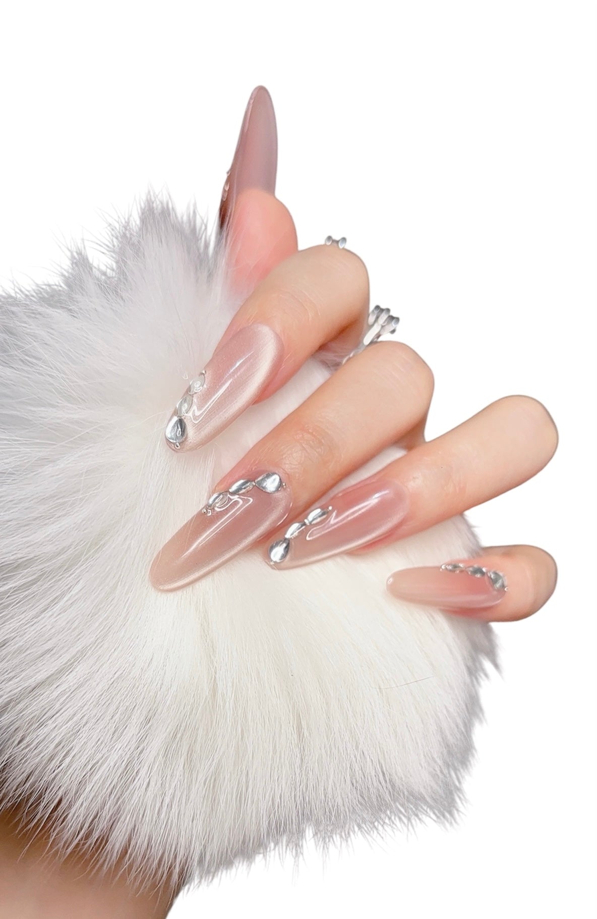 Long handmade press-on nails for elegant everyday and special occasion wear