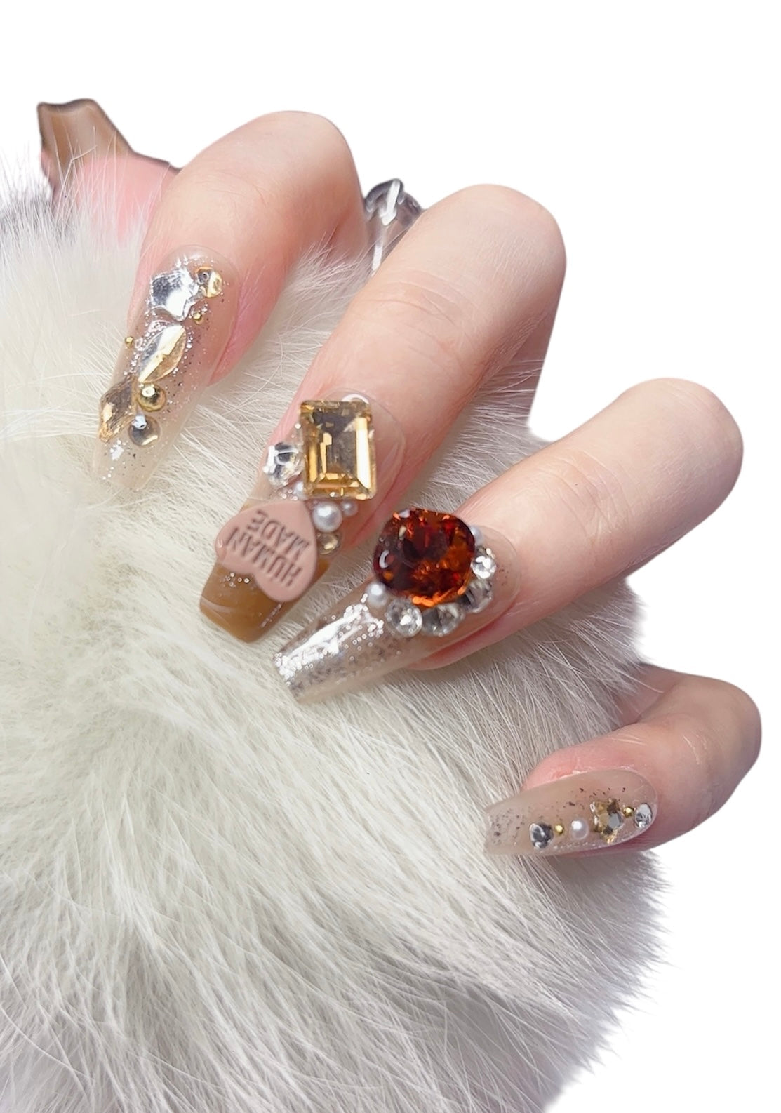 Handmade coffin press-on nails with elegant reusable salon-quality design by Tipora