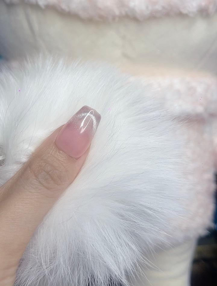 Press on Nails Coffin Shape Pink Color with Sparkle Design 126