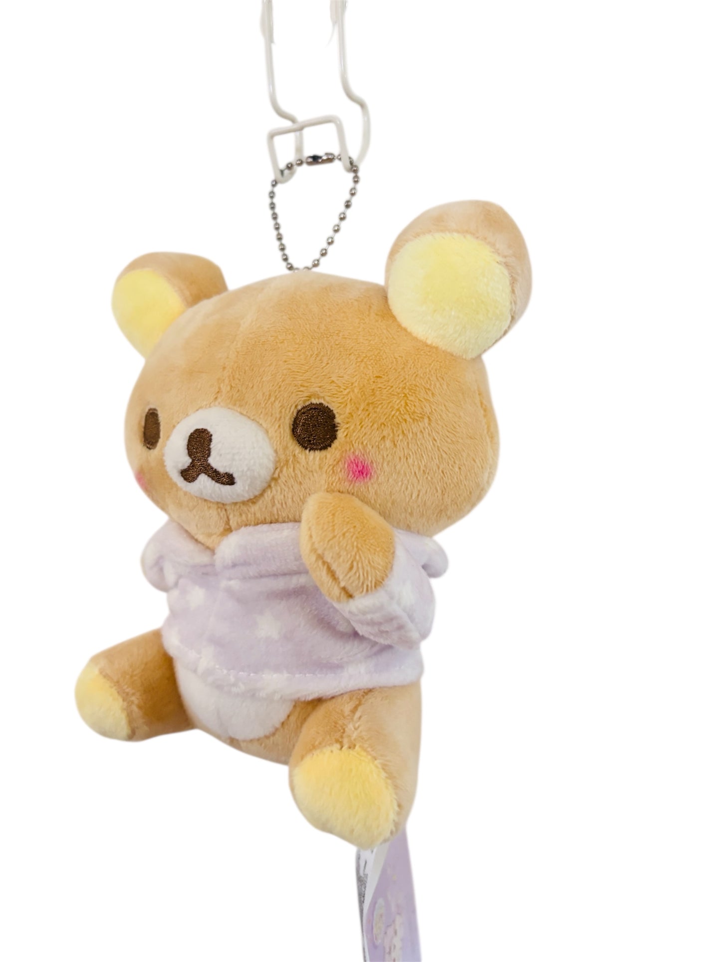 Rilakkuma Pajama Plush Keychain 5”– Cute Bear in Purple Sleepwear
