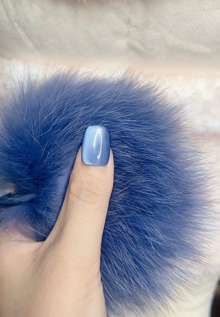 Press on Nails Short Square Shape Gem-Like Blue Color with Sparkle Design 129