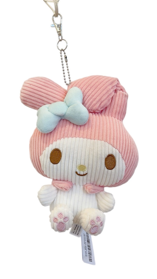 My Melody 7-Inch Plush Keychain – Cute Pink Soft Stuffed Doll with Blue Bow