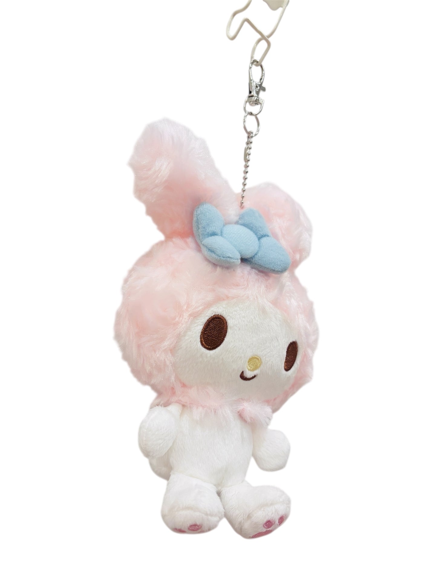 Sanrio My Melody Fluffy Plush Keychain – Cute Pink Bunny Charm 7”