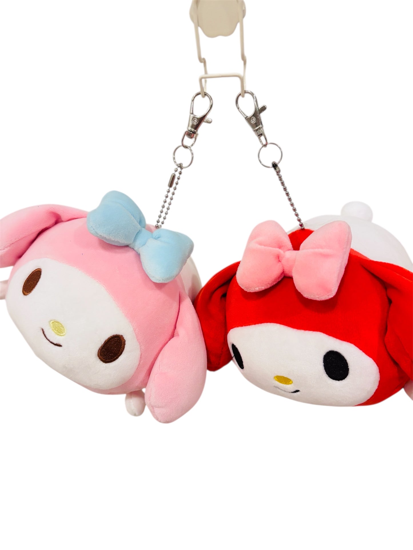 2-Pack My Melody Plush Keychains – Cute Pink & Red Sanrio Bag Charms 4*5*6”