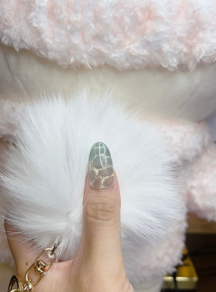 Press on Nails Oval Shape Green Color with Hawaii Flower Design 124