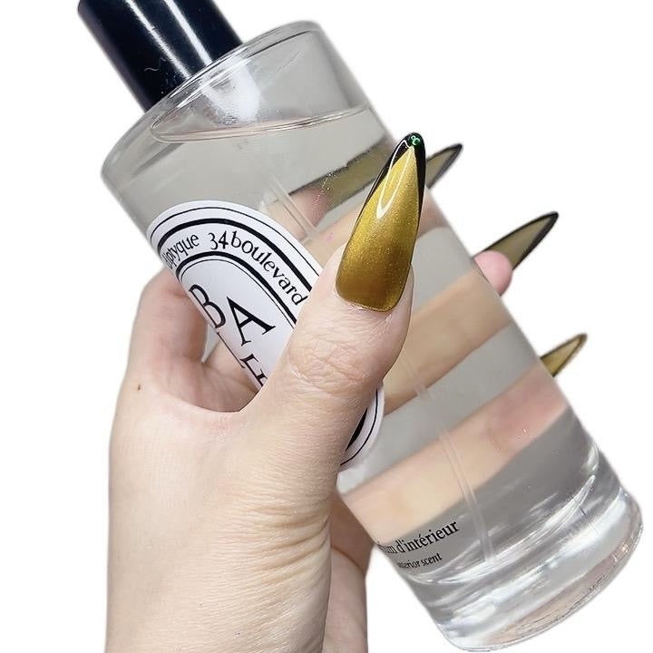 Yellow Long Stiletto Press-On Nails with Rhinestones – Tipora 082