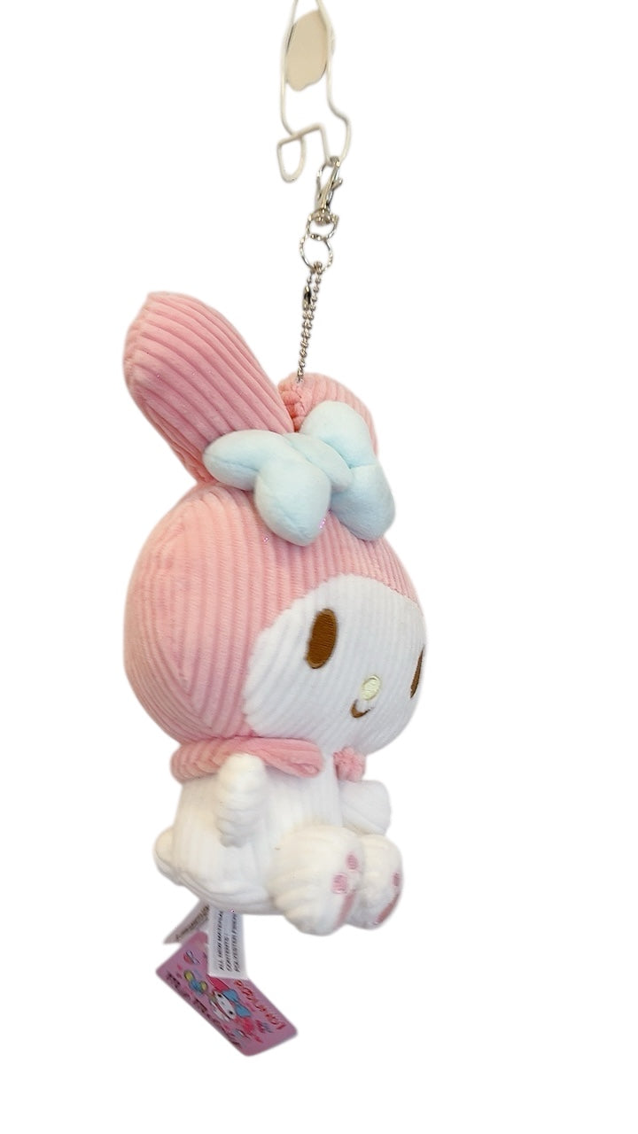 My Melody 7-Inch Plush Keychain – Cute Pink Soft Stuffed Doll with Blue Bow