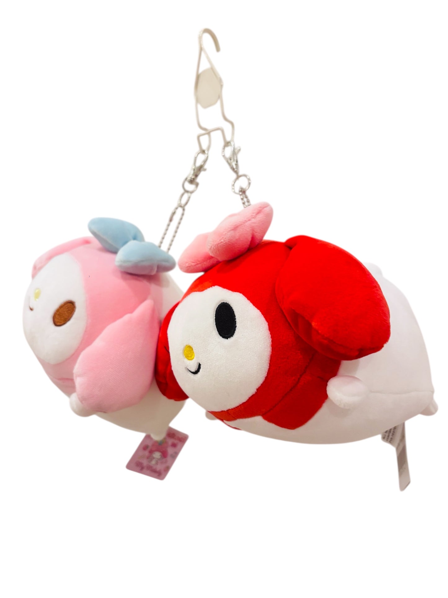 2-Pack My Melody Plush Keychains – Cute Pink & Red Sanrio Bag Charms 4*5*6”