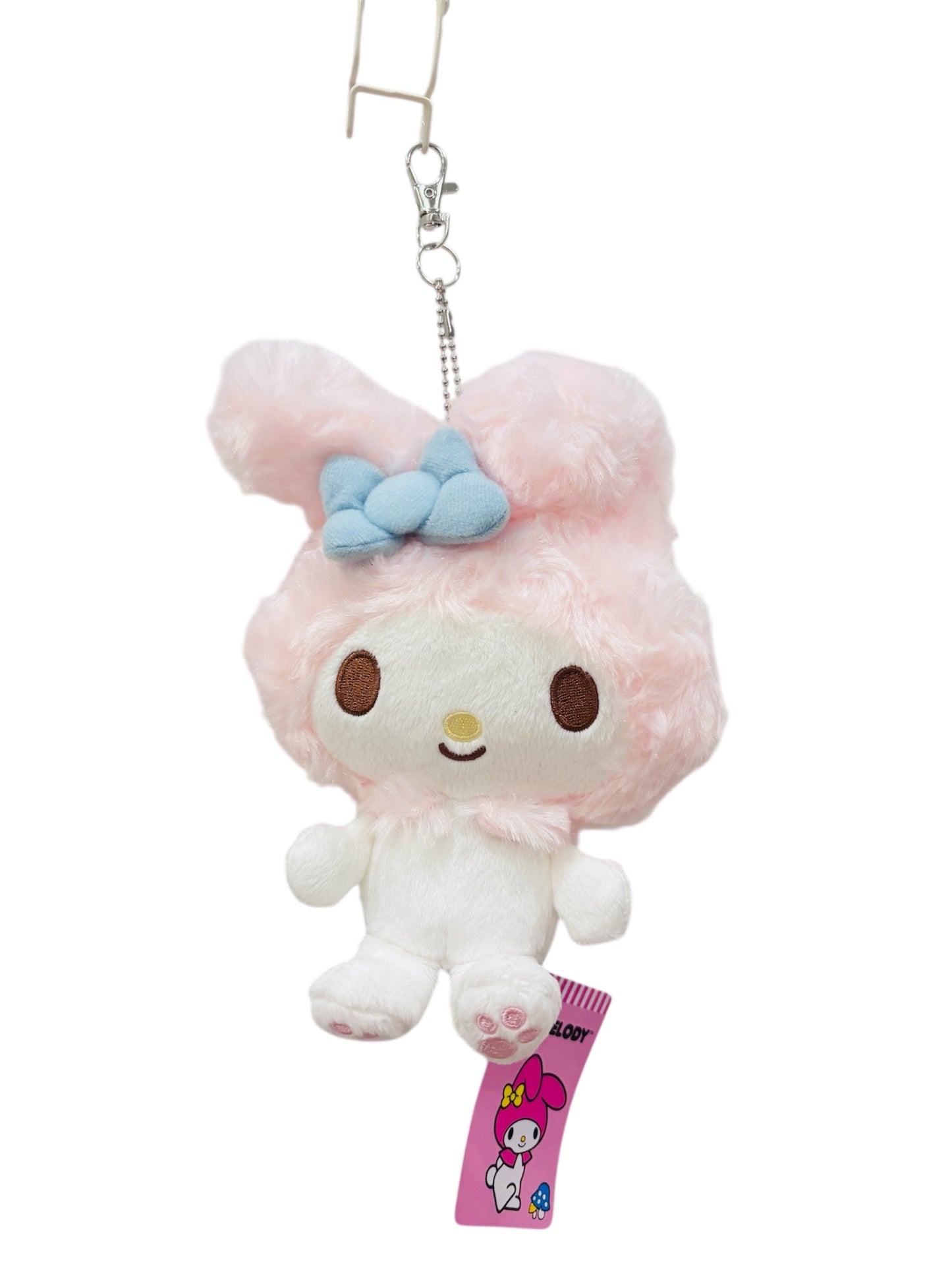 Sanrio My Melody Fluffy Plush Keychain – Cute Pink Bunny Charm 7”