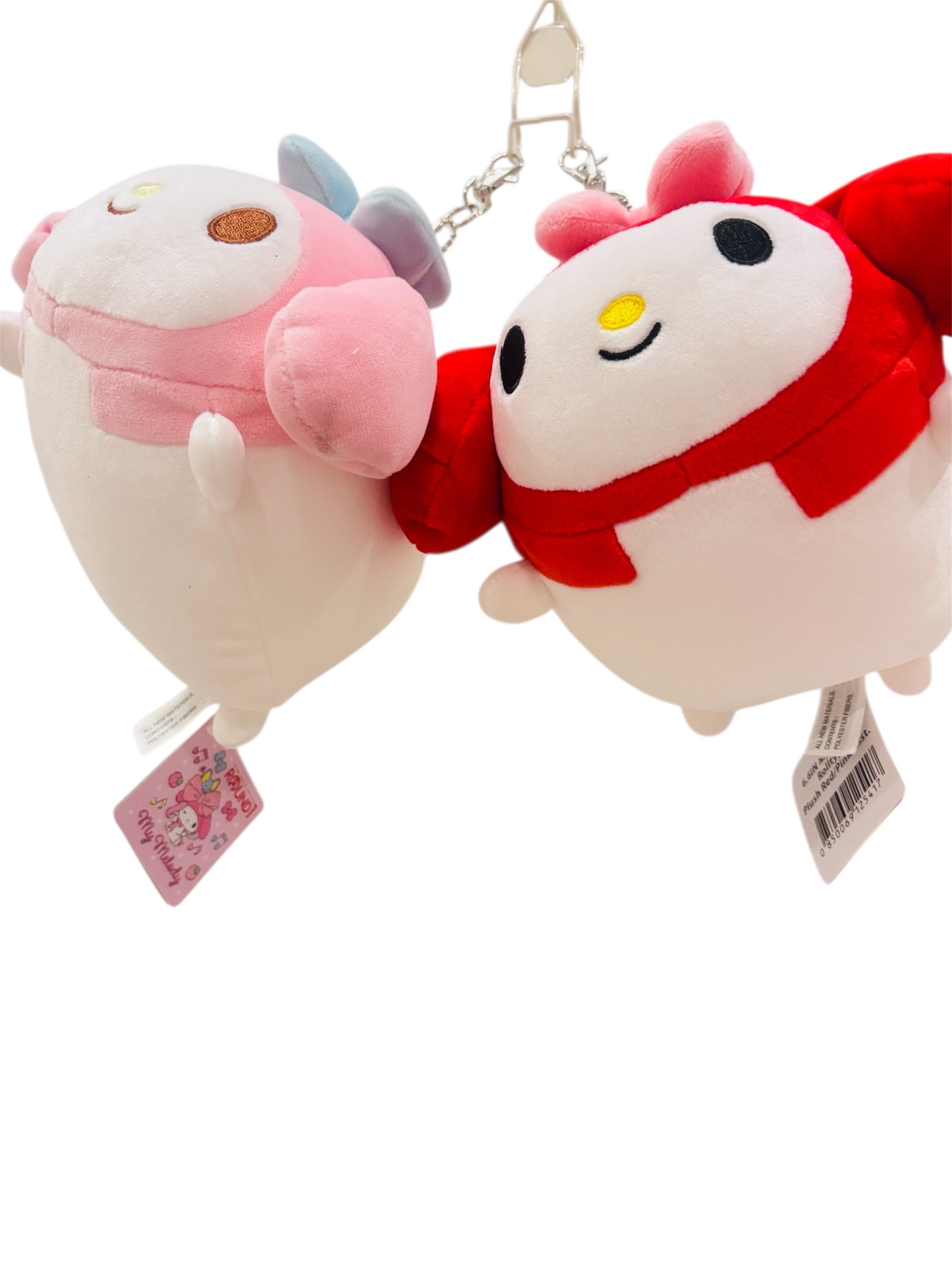 2-Pack My Melody Plush Keychains – Cute Pink & Red Sanrio Bag Charms 4*5*6”
