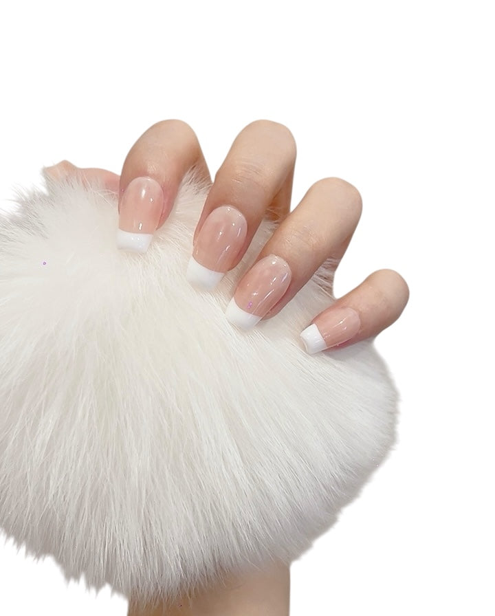 Medium Length Pink Press-On Nails with French Tip Design | Tipora 104