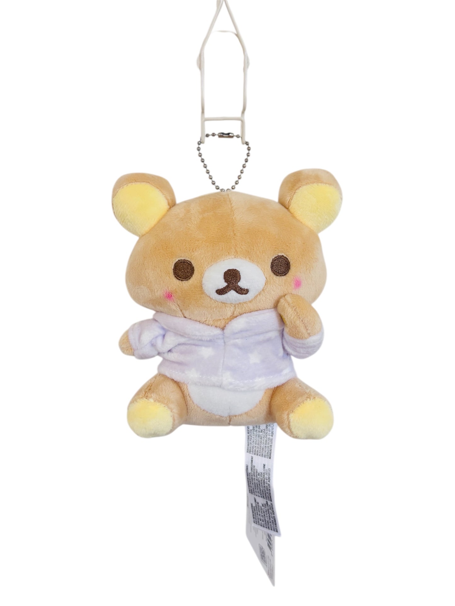 Rilakkuma Pajama Plush Keychain 5”– Cute Bear in Purple Sleepwear