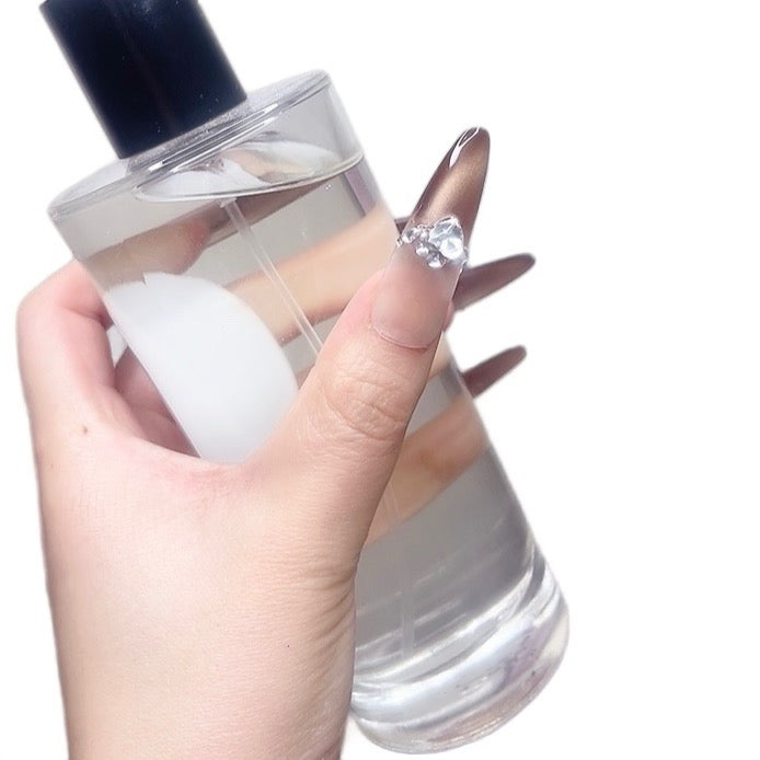 Brown Long Oval Press-On Nails with Square Rhinestone Design – Tipora 085