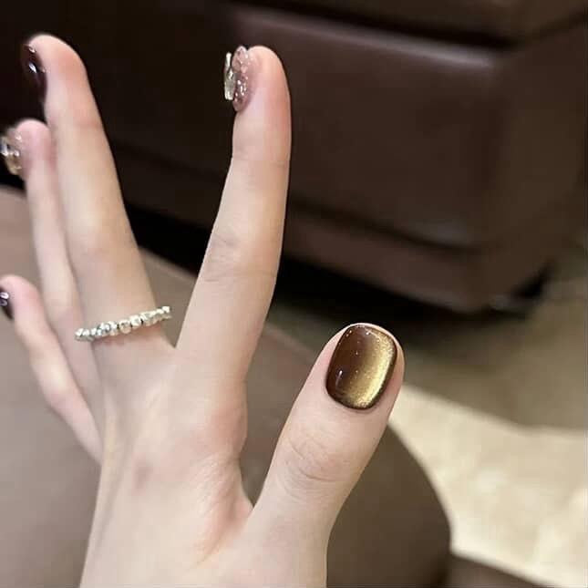 Brown and beige handmade nails