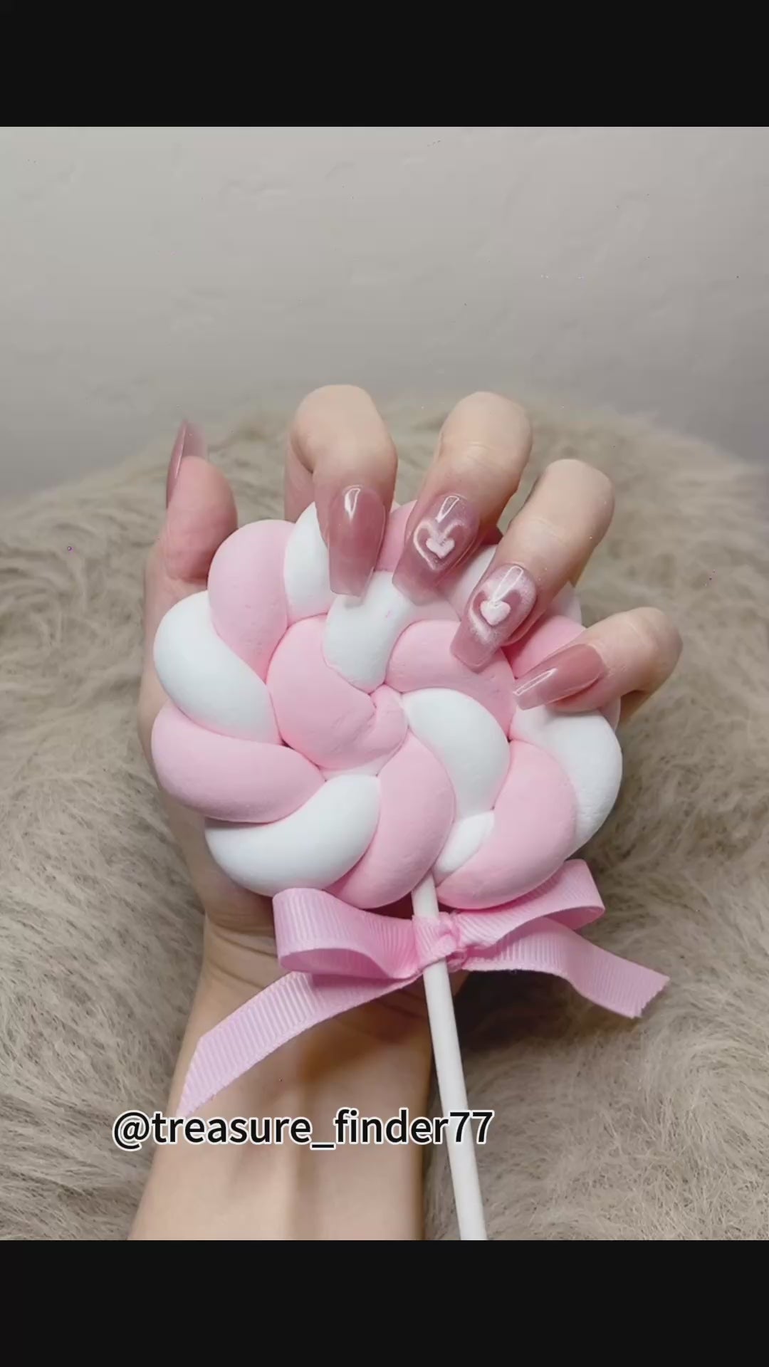 Pink Medium Coffin Press-On Nails with Heart Design – Tipora 038 Limited Edition